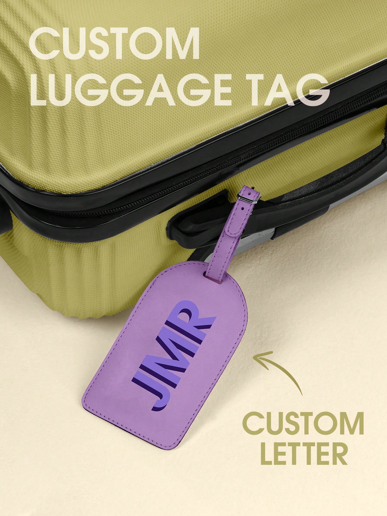 Travel Accessories Gadget - ป้ายติดกระเป๋าเดินทางแบบกำหนดเองได้ พิมพ์อักษรย่อ ป้ายหนัง PU ป้ายติดกระเป๋าเดินทาง พิมพ์