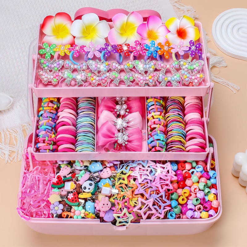 Travel Accessories Kit - ชุดอุปกรณ์เสริมผมแบบยืดหยุ่นสูง 546 ชิ้น ไม่ทำร้ายเส้นผม หลากสีสัน ยางรัดผม