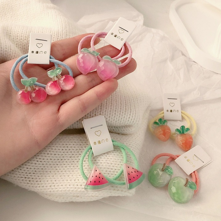 Travel Accessories Kmart - ยางมัดผมรูปแครอทสำหรับเด็ก 5 คู่ ยางรัดผมแบบไม่ลื่นสำหรับเด็กผู้หญิง เครื่องประดับผมผลไม้เนื้อนุ่มสำหรับเด็กเล็ก