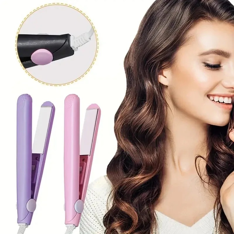 Mini Iron Travel - เครื่องหนีบผมมินิแบบเร็ว ร้อนเร็ว สีสันสดใส แบบหนีบผมตรงและม้วนผมได้ในตัว พกพาสะดวก