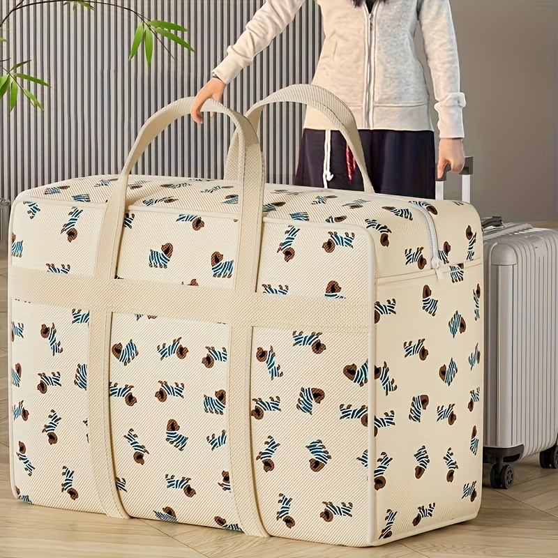 Travel Accessories Gadget - กระเป๋าจัดระเบียบสัมภาระแบบพับได้ 1 ชิ้น ลายลูกสุนัขน่ารัก ความจุขนาดใหญ่ ประหยัดพื้นที่สำหรับการเดินทาง