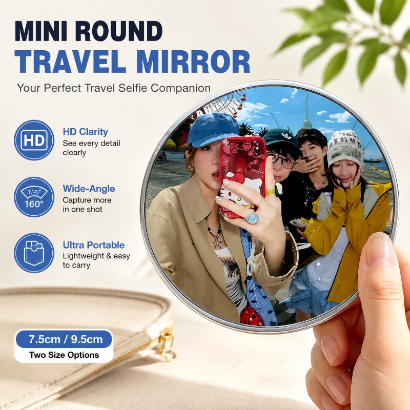 Travel Accessories Gadget - กระจกนูนทรงกลมแบบพกพา มุมมองกว้าง อุปกรณ์เสริมสำหรับถ่ายภาพ ทำมือ DIY อุปกรณ์เสริมสำหรับถ่ายภาพการเดินทาง