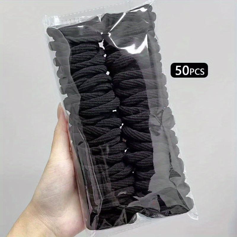 50 ชิ้น ยางรัดผมไนลอนซาตินสีดำ - Travel Accessories For Girls บทวิจารณ์และราคา