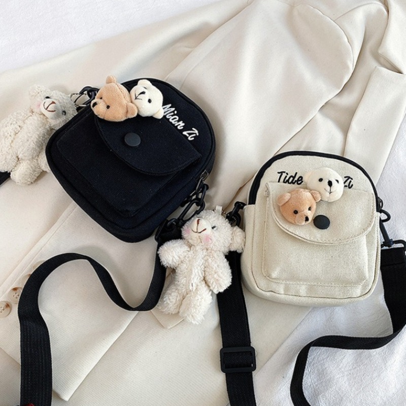 กระเป๋าสะพายข้างผ้าแคนวาสลายหม - Travel Accessories For Girls บทวิจารณ์และราคา