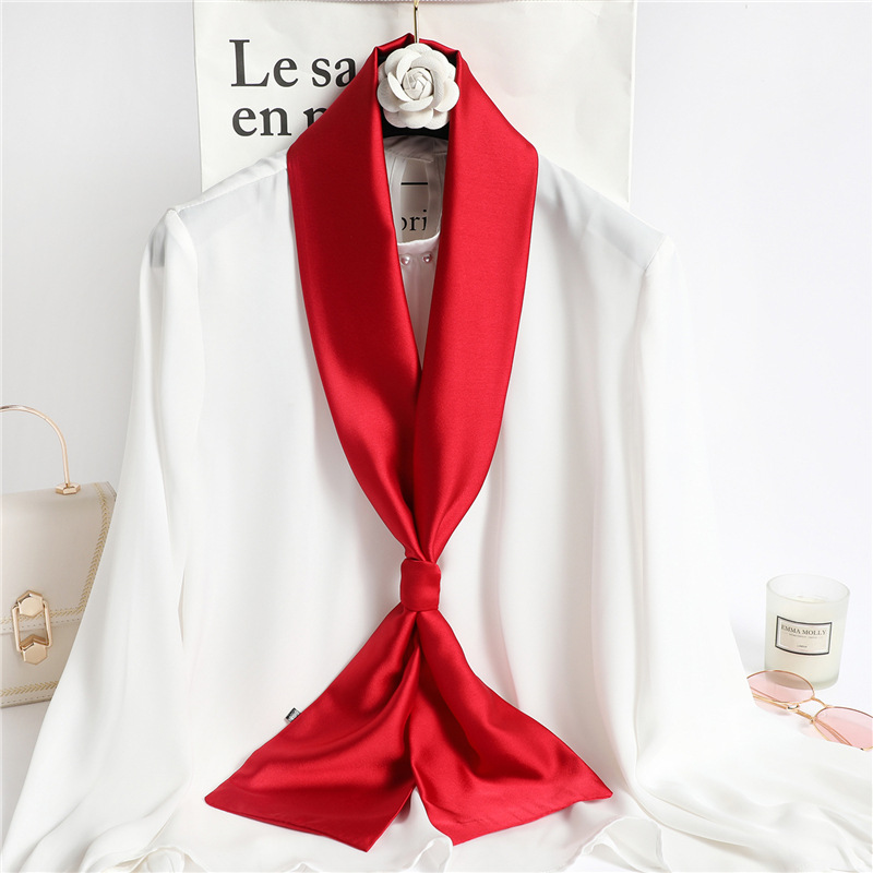 ผ้าพันคอไหมสีแดงล้วน ผ้าพันคอไ - Travel Hair Accessories บทวิจารณ์และราคา